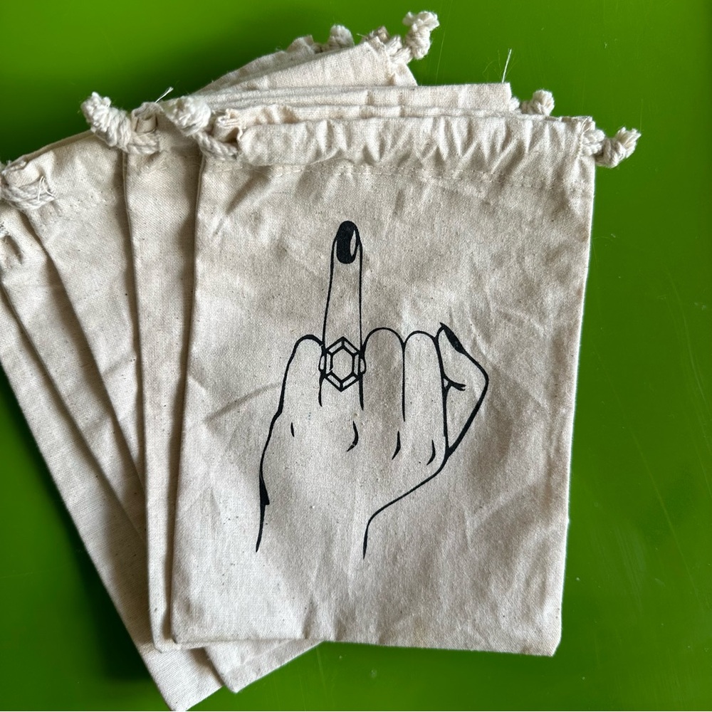 Canvas Drawstring Bags with Engagement Ring Design